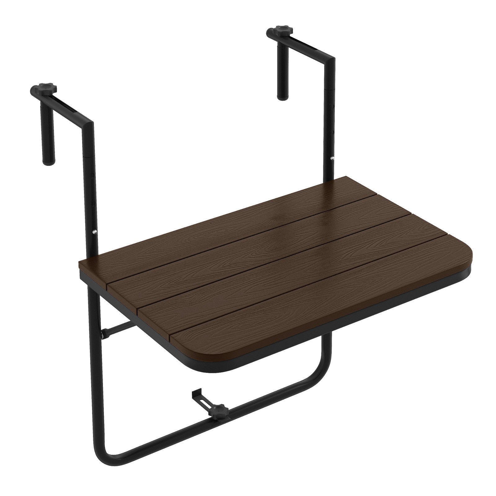 Folding Hanging Table Outdoor Railing Table w/ 3-Level Adjustable Height