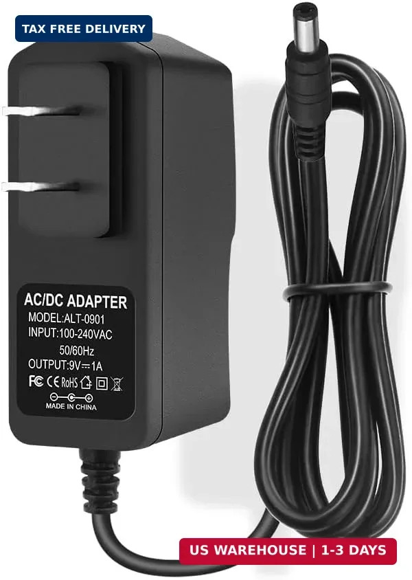 9V DC Power Supply 1A Universal AC Adapter, 100-240V 50/60Hz to 9 Volts black