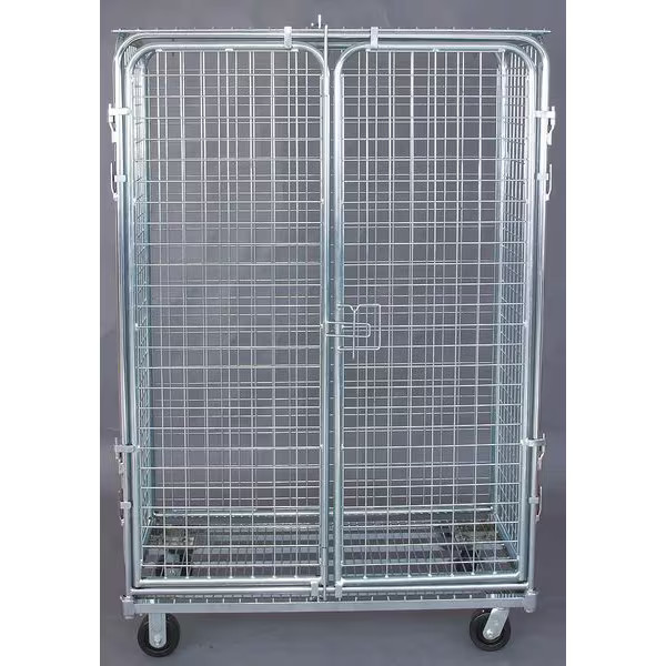Wire Security Cart with Fixed Shelves, 1,800 lb Capacity, 24 in W x 48 1/2 in L