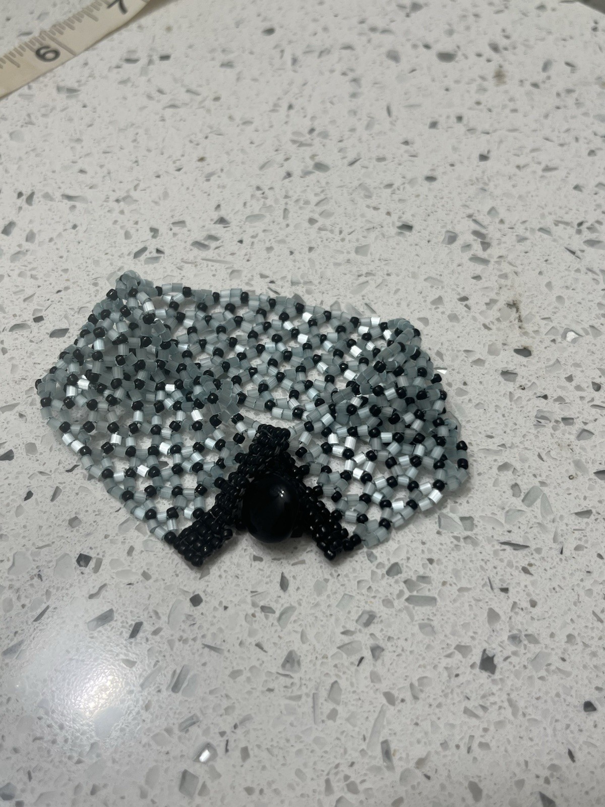 Handmade Beaded Ice Blue And Black Bracelet