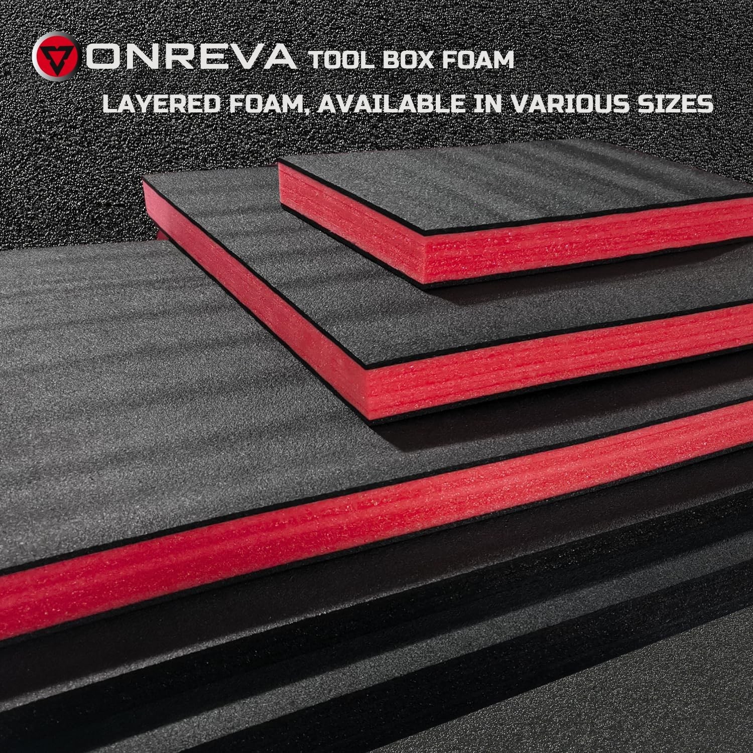 22x18 Inch Tool Box Foam Inserts, 4-Pack, Black with Red for Organizing Cases