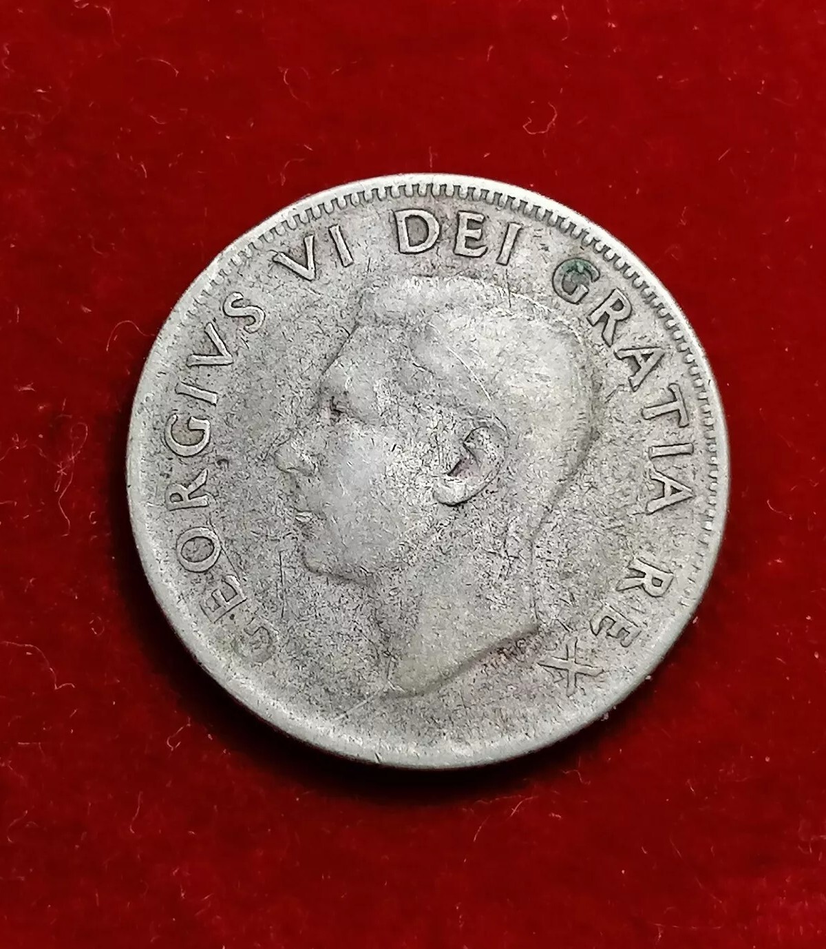 1952 Canada 25 Cents, George VI, Silver (0.800) Coin.