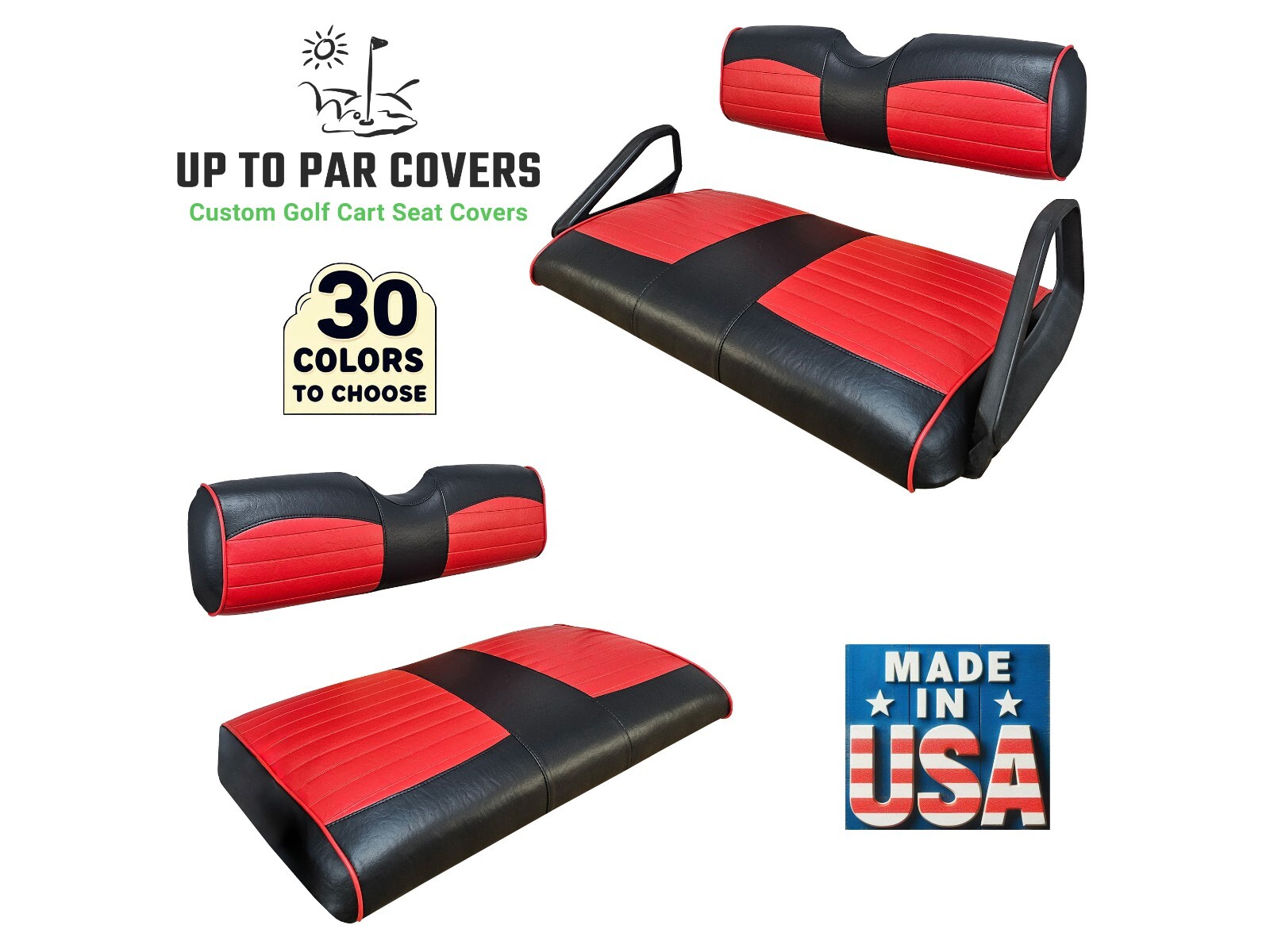 E-Z-GO TXT Replacement Front / Rear Staple On Golf Cart Seat Cover Set