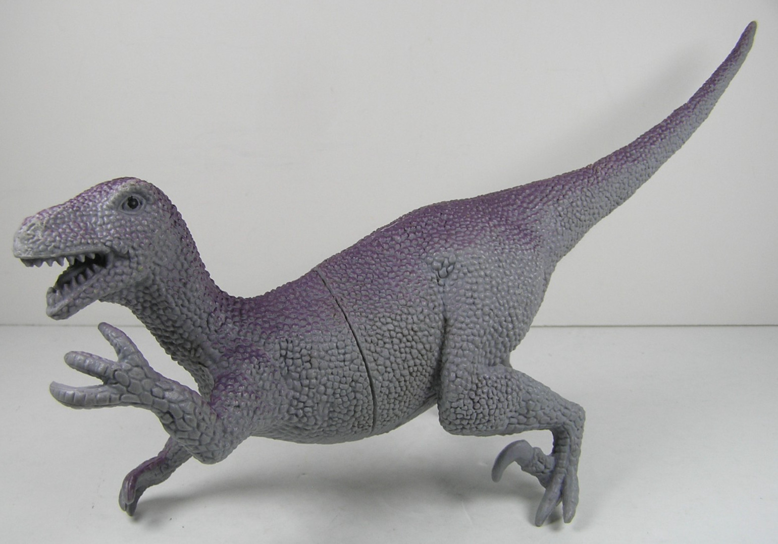 Greenbrier Gray Purple Velociraptor 9" Long Hard Plastic Dinosaur Figure