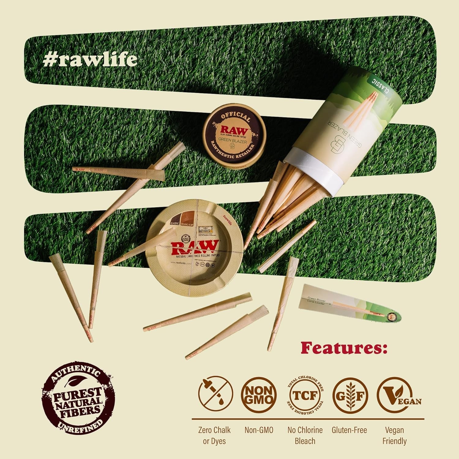 RAW Cones Classic 1 1/4 Size: 50 Pack