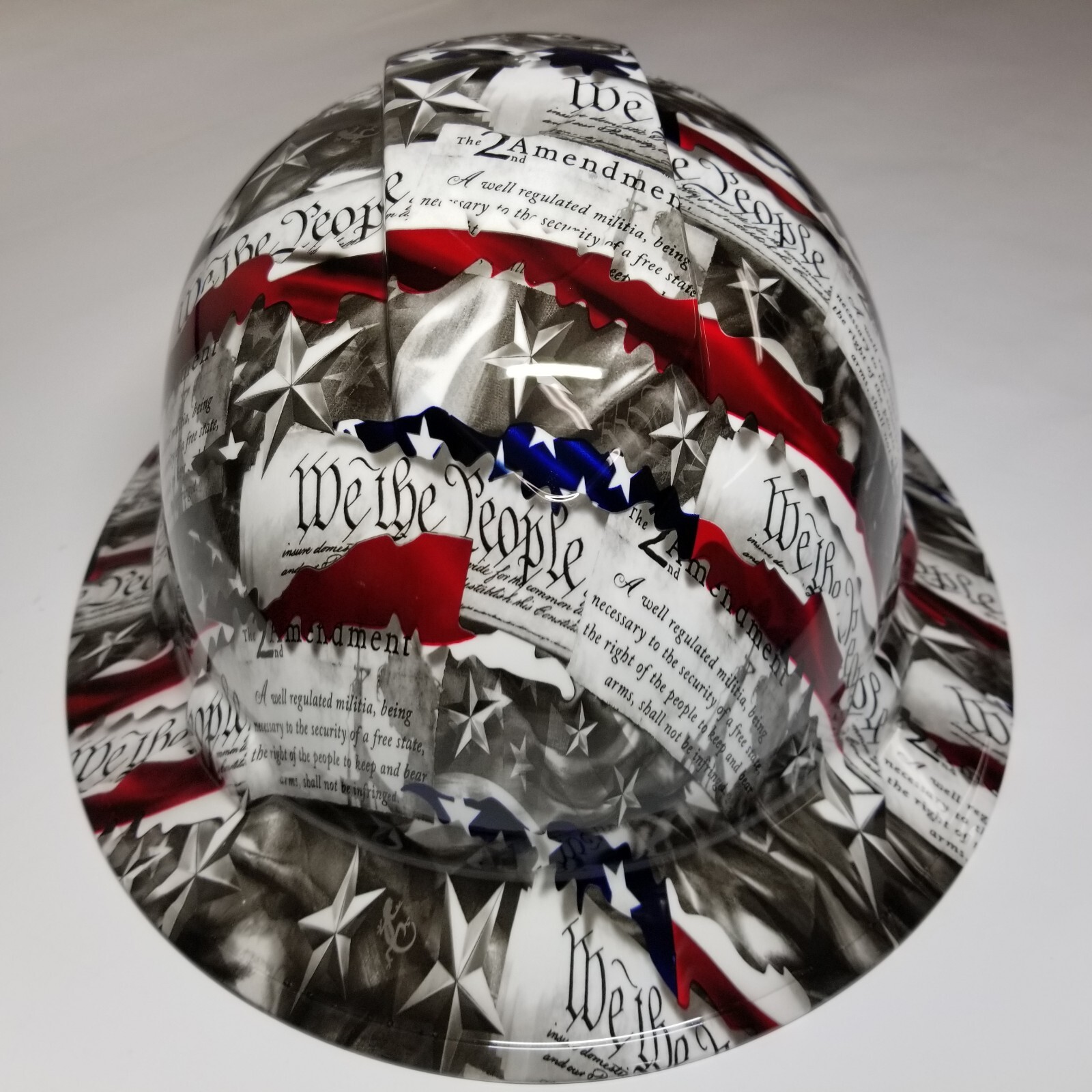 full brim hard hat custom hydro dipped IN 2ND AMENDMENT ,WE THE PEOPLE NEW