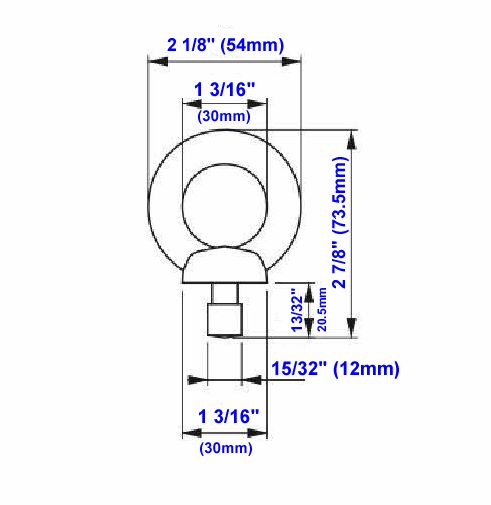 Lifting EYE BOLT (Medium) 750 lb Loading Capacity Part # 2453