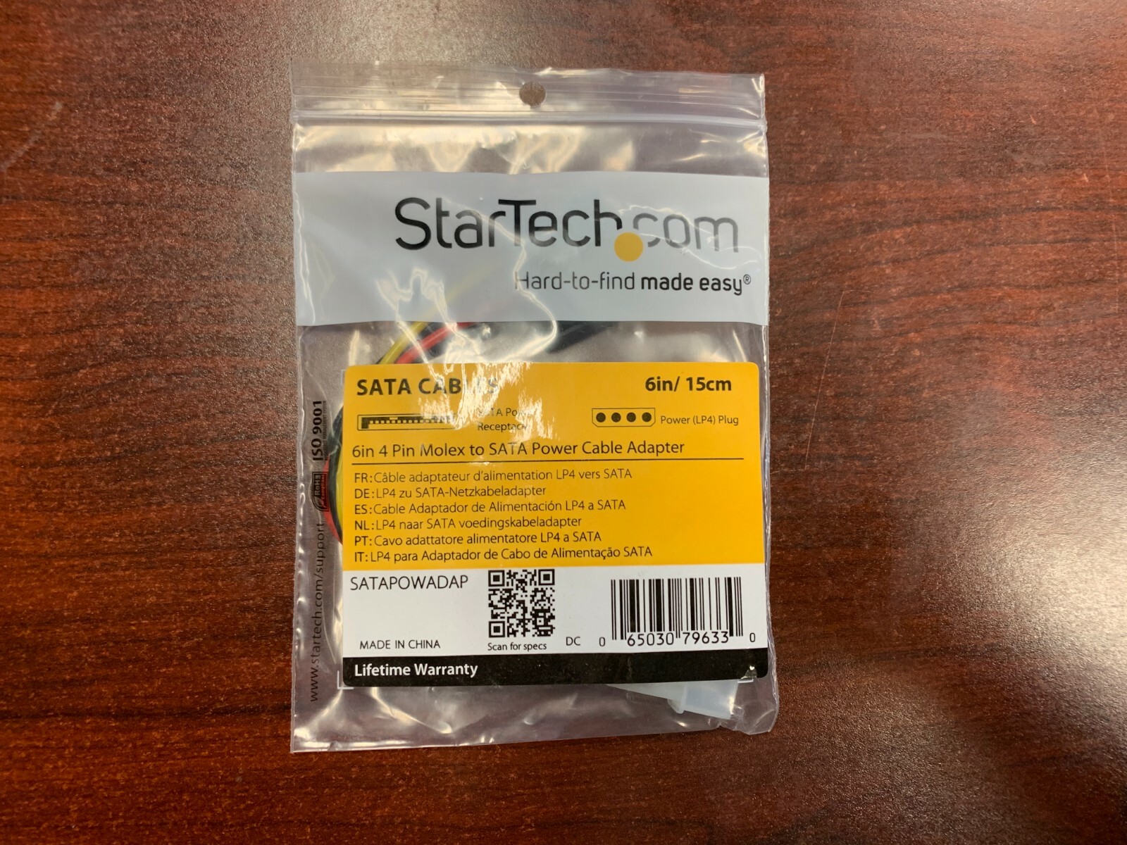 StarTech SATAPOWADAP 6in 4 Pin LP4 to SATA Power Cable Adapter - LP4 to SATA