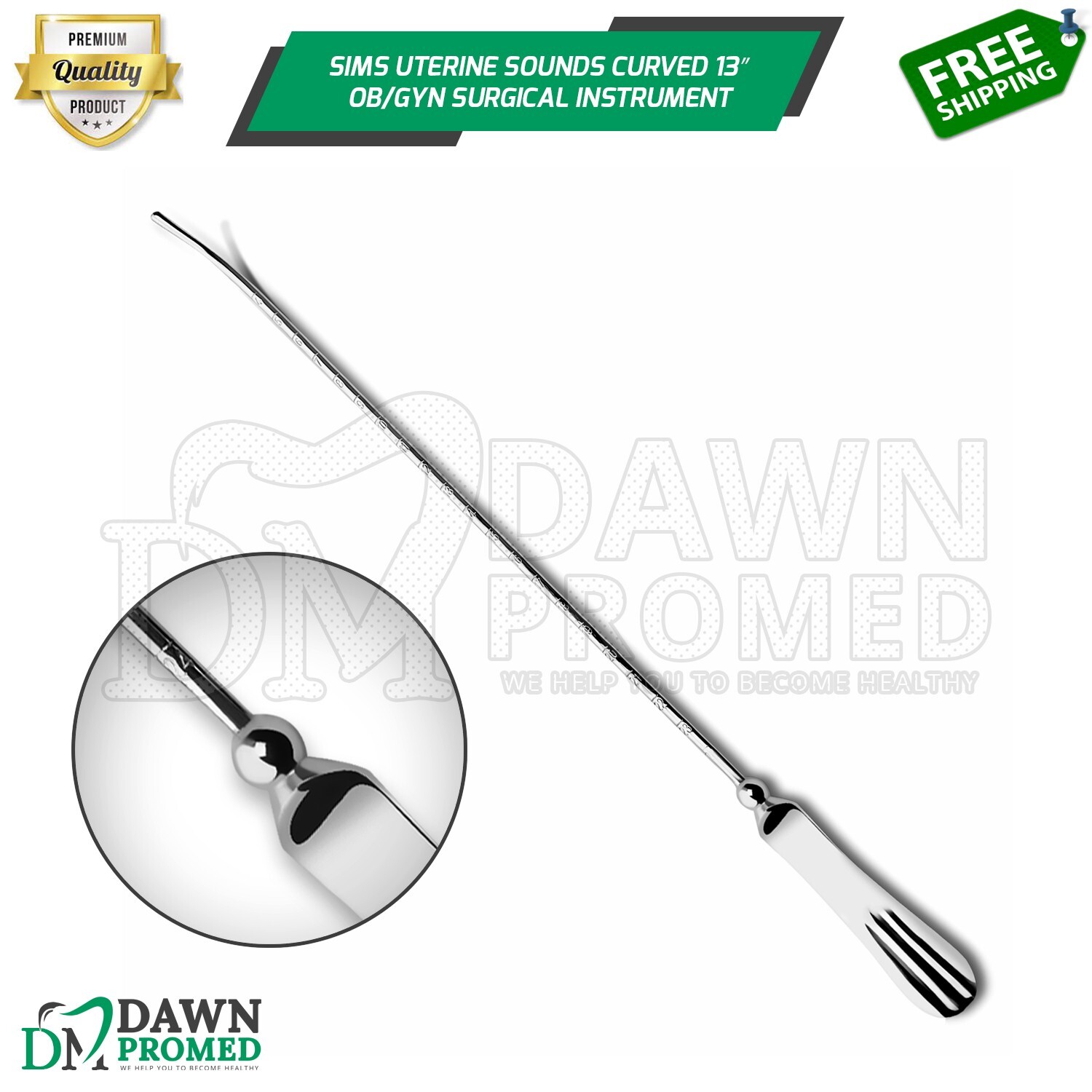 Sims Uterine Sounds Curved 13″ Graduated in CM OB/GYN Surgical Inst German Grade