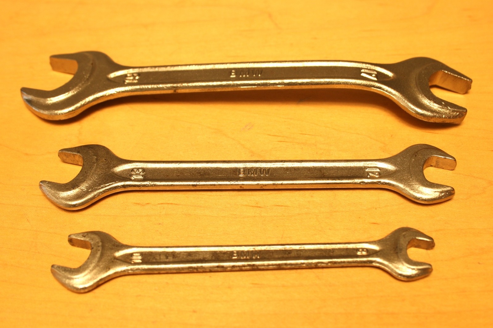 Vintage Set Of 3 BMW / Heyco Metric Open End Wrenches, 8X10MM, 12X13MM & 17X19MM