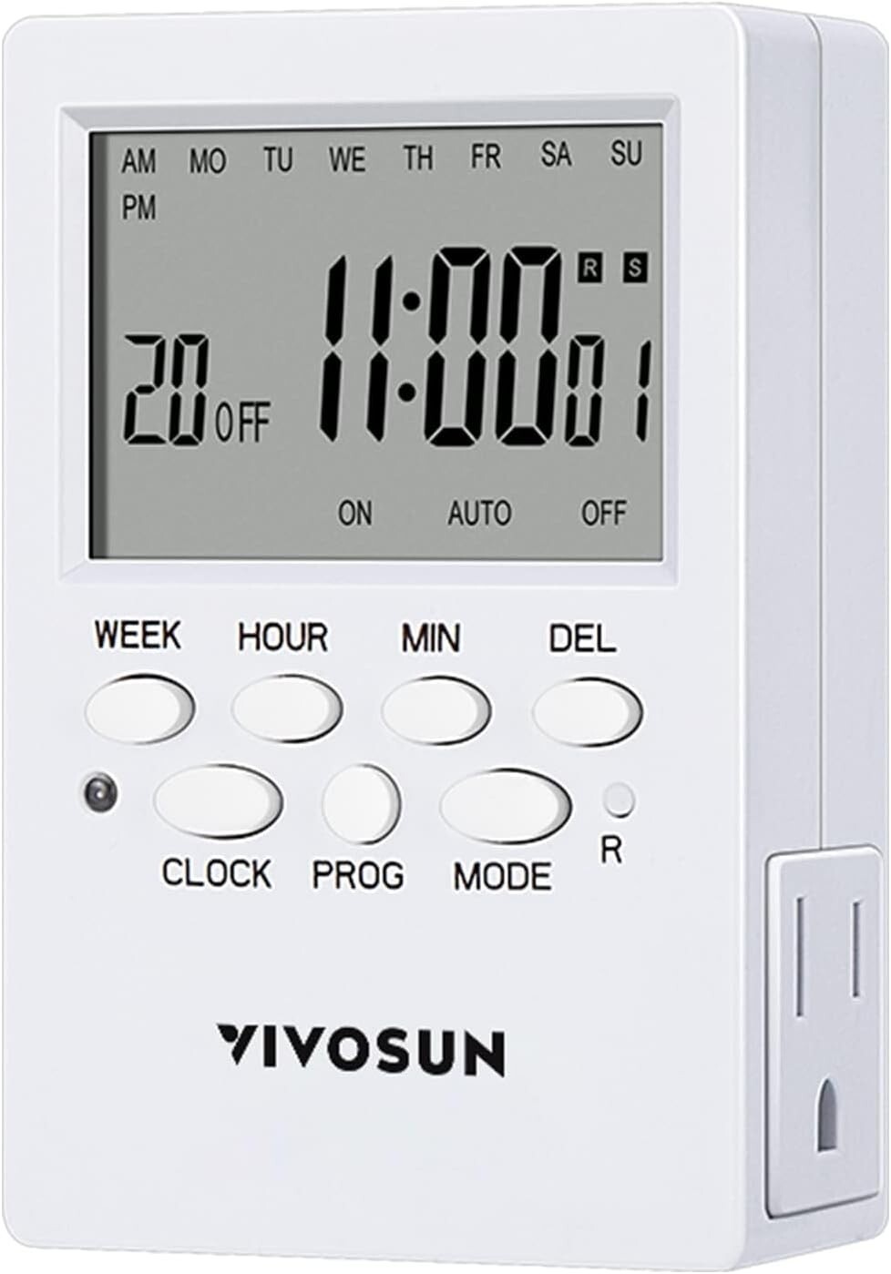 7 Day Timer Digital Programmable Electric Timer Indoor with Dual Outlet Switch