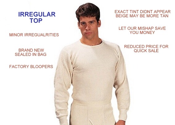 NEW BLOOPERS LONG SLEEVE MEN'S THERMAL LONG JOHN BEIGE SHIRT SMALL 34-36 MADE US