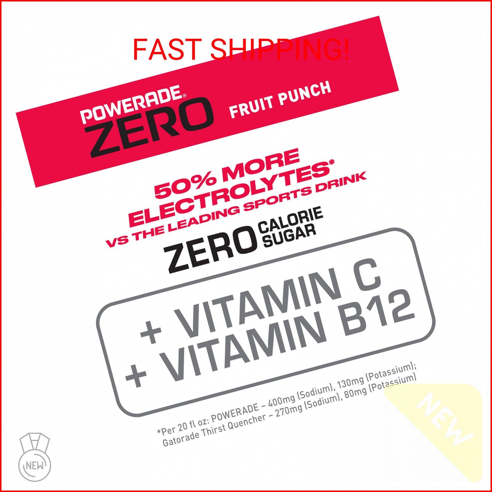 POWERADE ZERO Fruit Punch, 20 fl oz, 8 Pack
