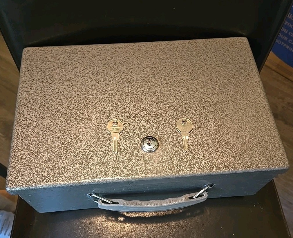 Vintage Rockaway Lock Box Fire Resistant Security Chest with Keys