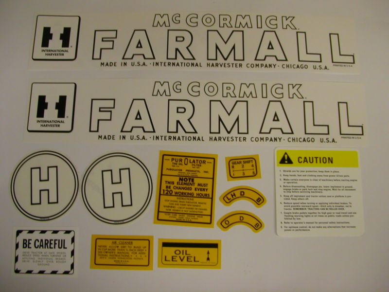 Farmall Model H Tractor Decal Set   Mylar