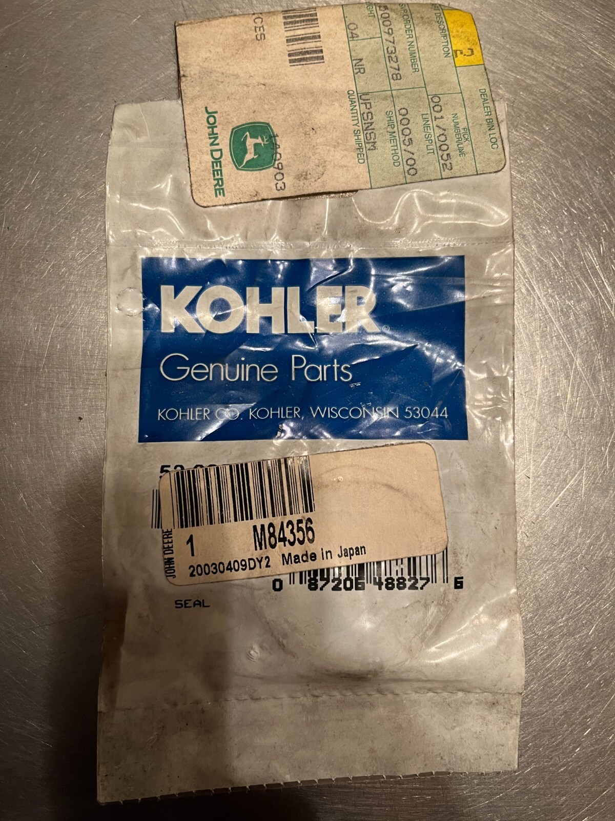 M84356  Genuine  OEM  John Deere  KOHLER  SEAL