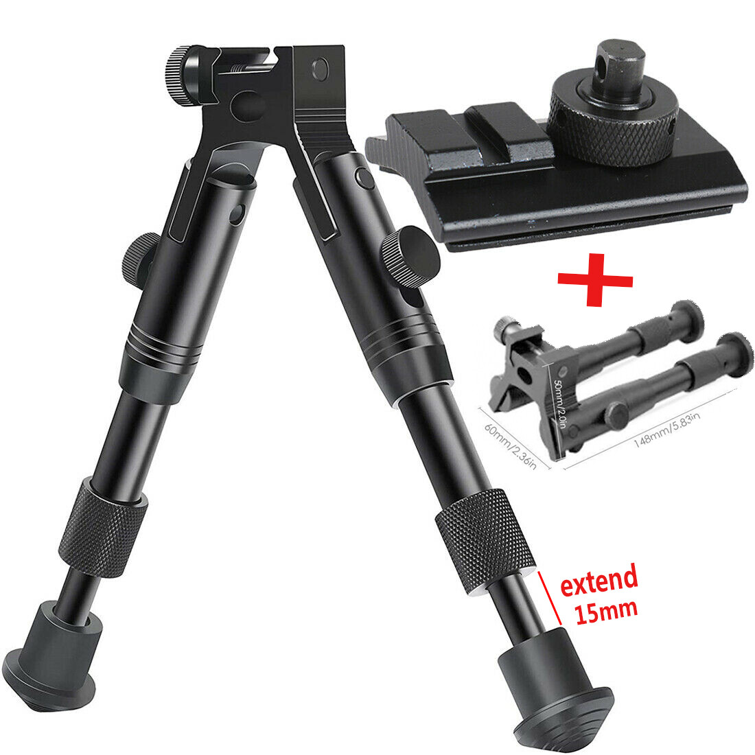 6In Tactical Rifle Hunting Bipod Picatinny Rail Mount Sling Stud Swivel Adapter