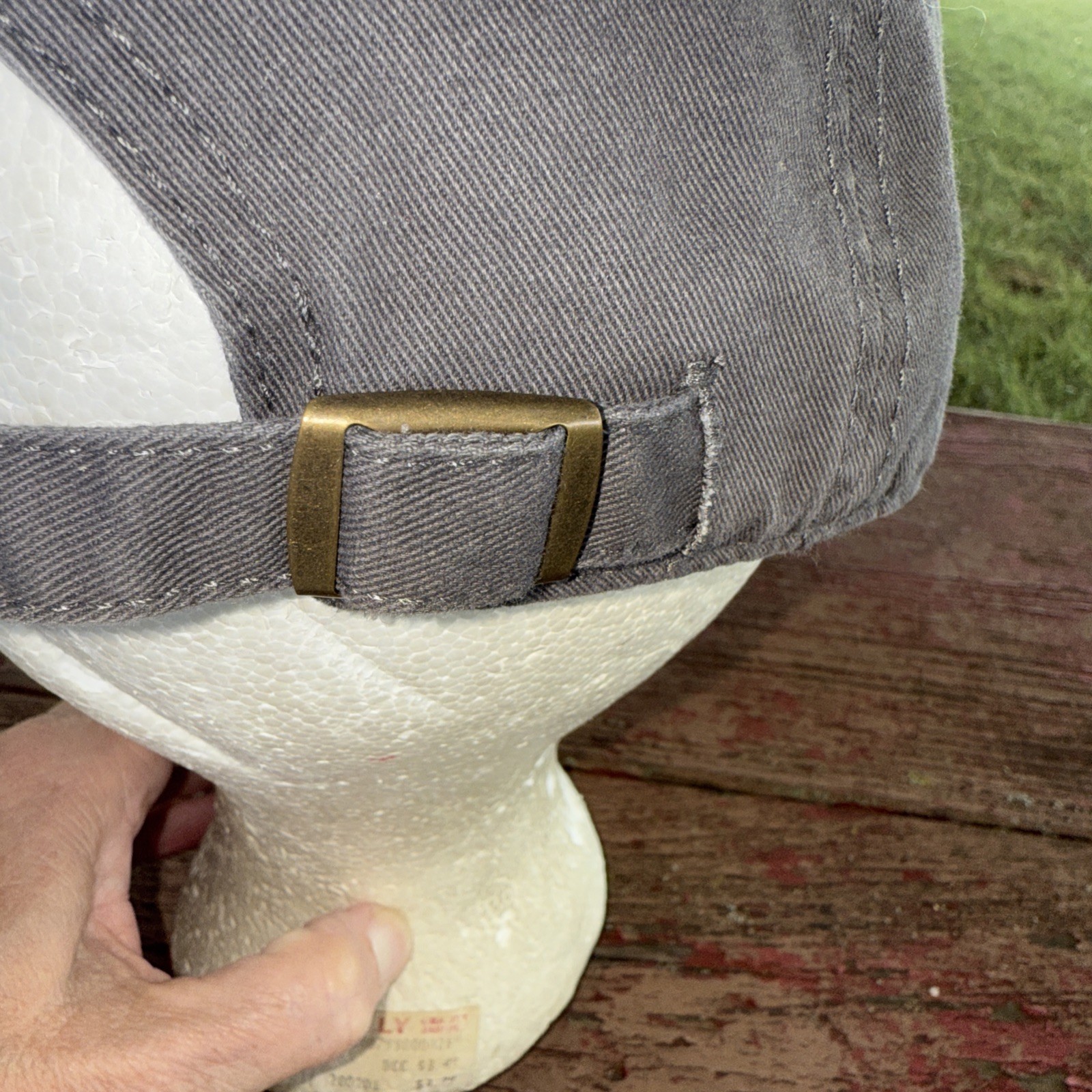 Life is Good Red White Distressed Patch on Gray Hat Cap Cotton Strap Buckle EUC