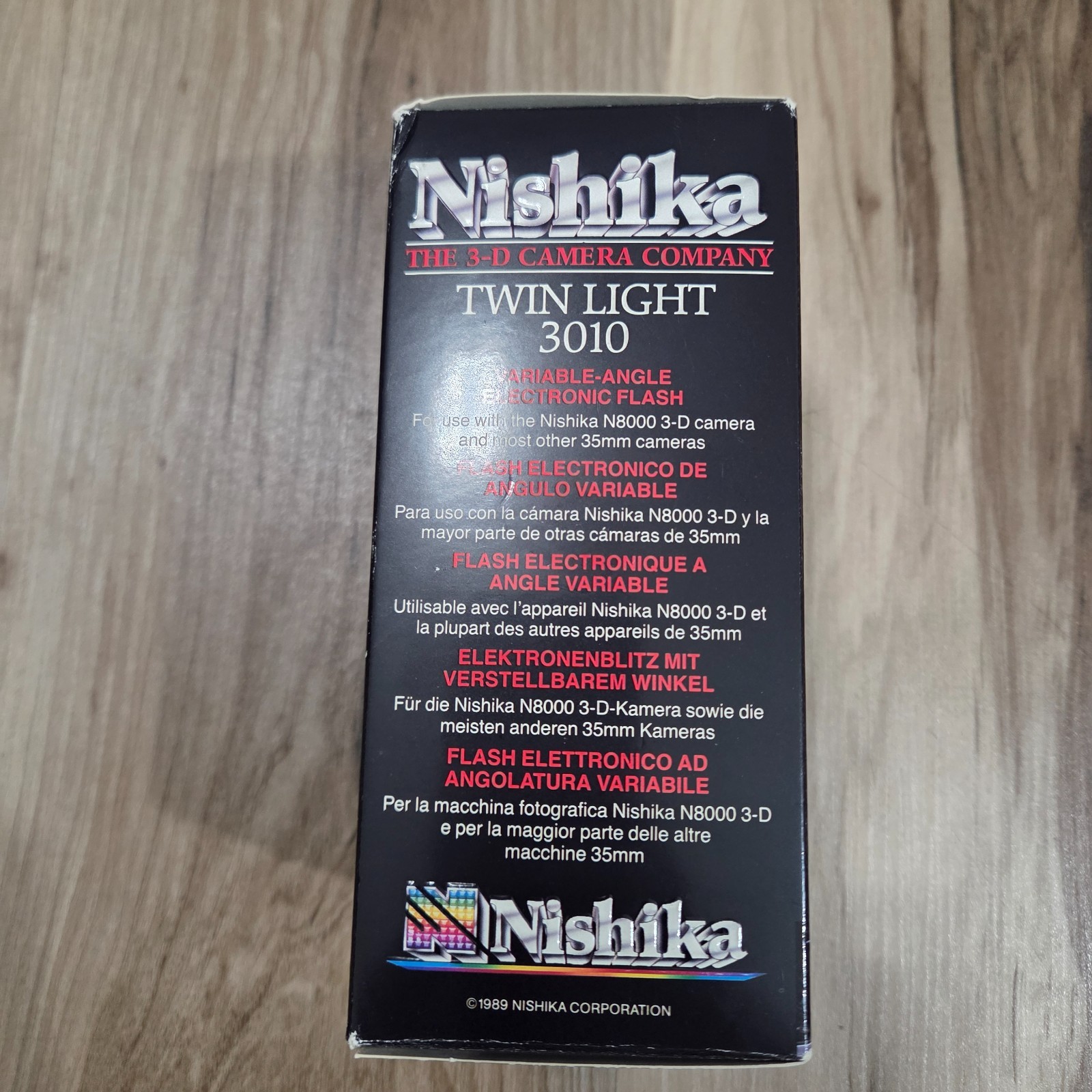 Nishika Twin Light 3010 Variable-Angle Electronic Flash In Original Box