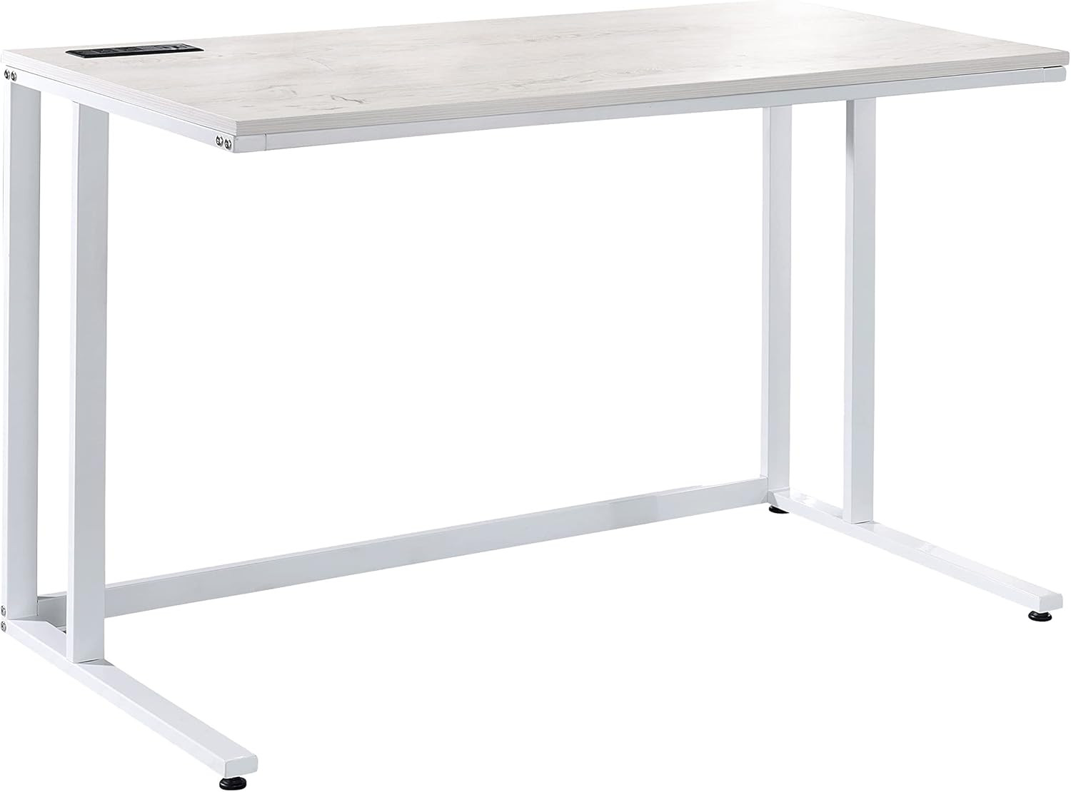 Modern 47" Rectangle Writing Desk with USB Port, Light Oak & White Finish