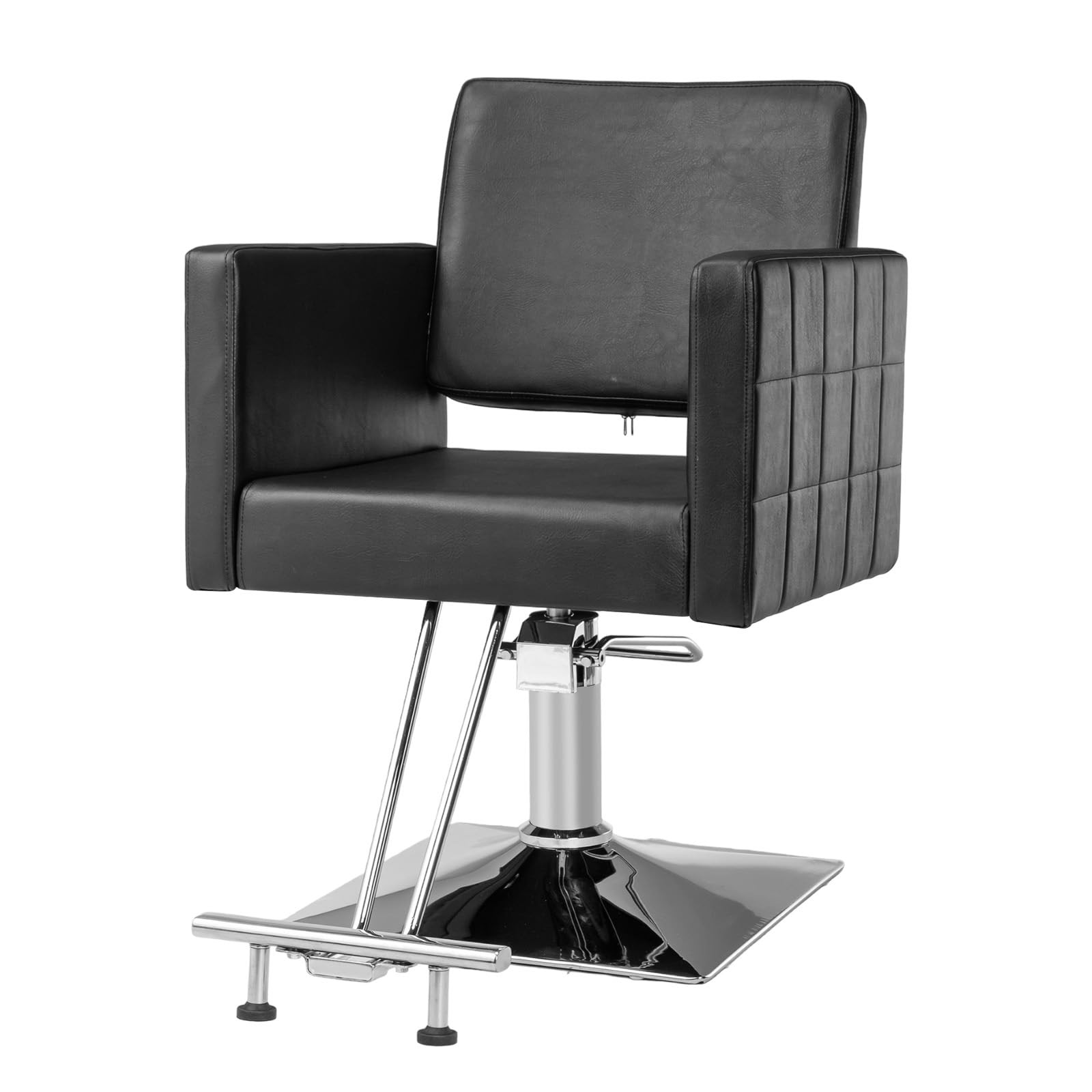 Hydraulic Barber Chair with Stainless Footrest Black Heavy Duty Salon Chair