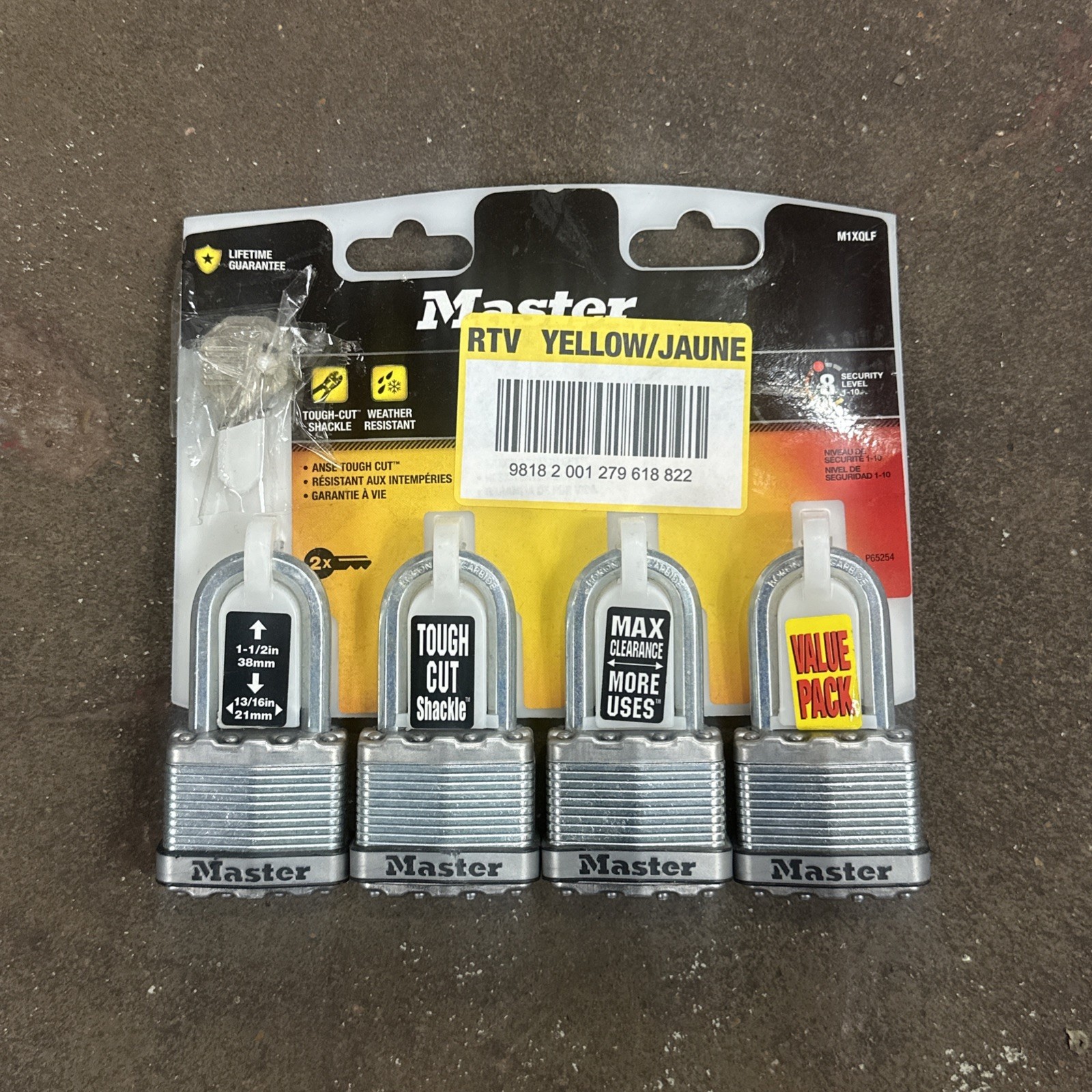 Master Lock 4-Pack 1-3/4" Laminated Steel Padlocks w/2 Keys - M1XQLF Brand New!