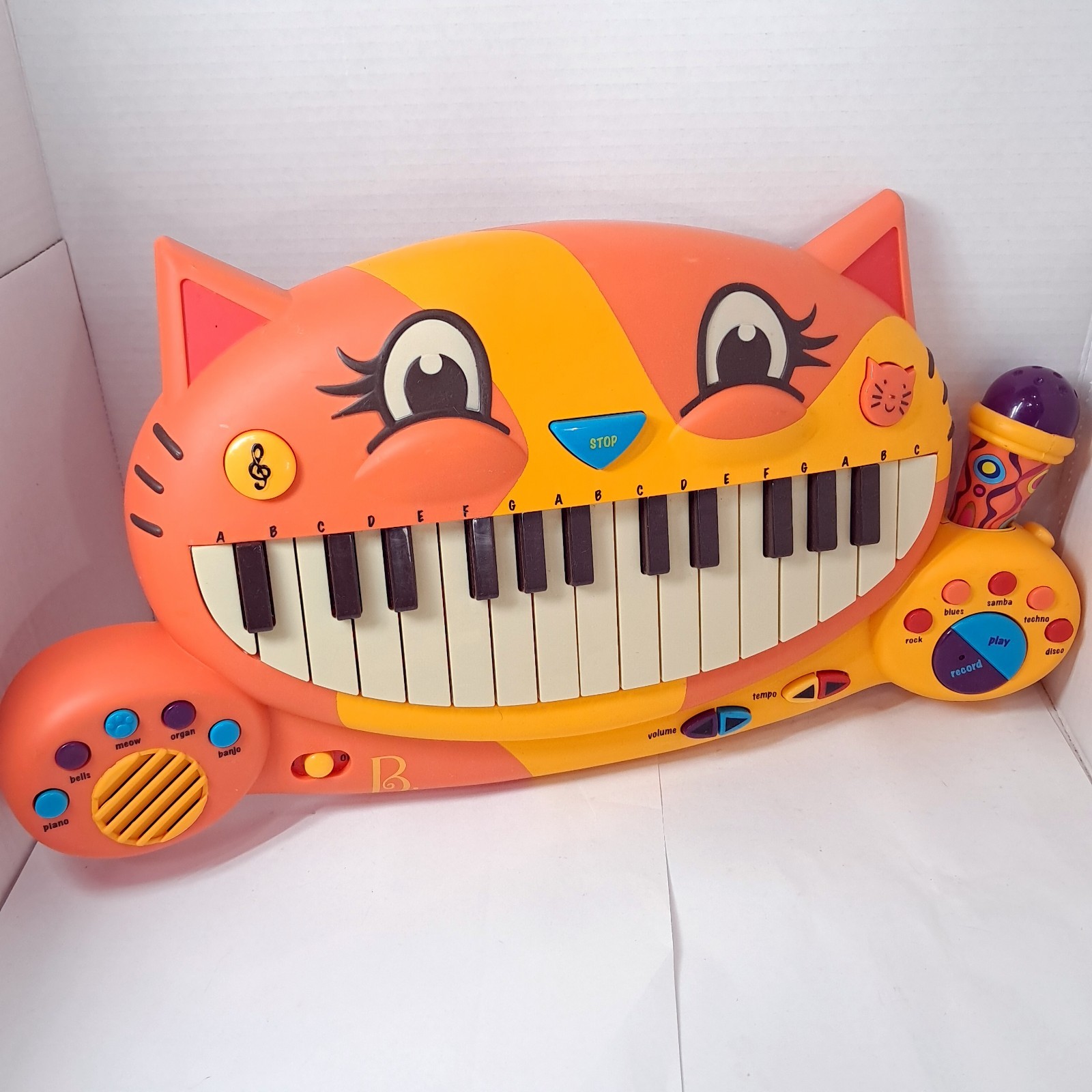 My B.Toys Meowsic Kids Cat Piano Keyboard Singing Orange Microphone Mybtoys WORK