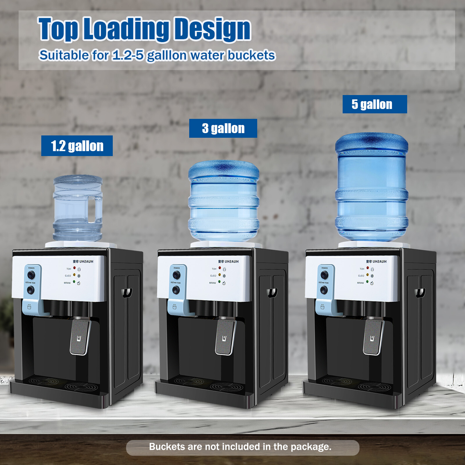 Compact Hot/Cold Water Dispenser for 1.1-4.9 Gallon Bottles, Energy Efficient