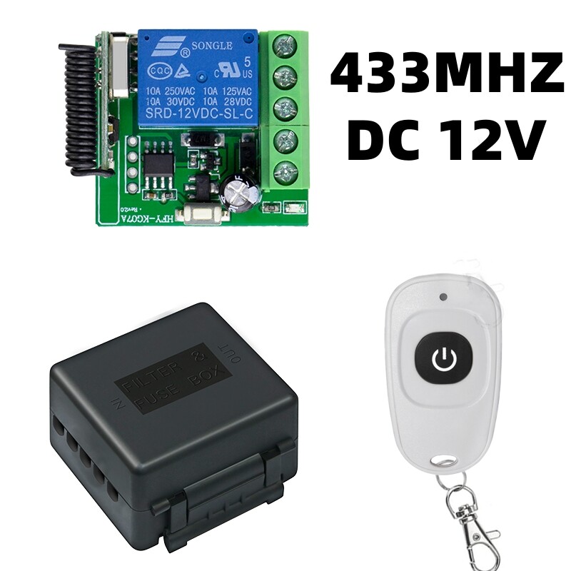 433MHz DIY Wireless Switch DC 12V 1CH Mini Relay Module White RF Remote Control