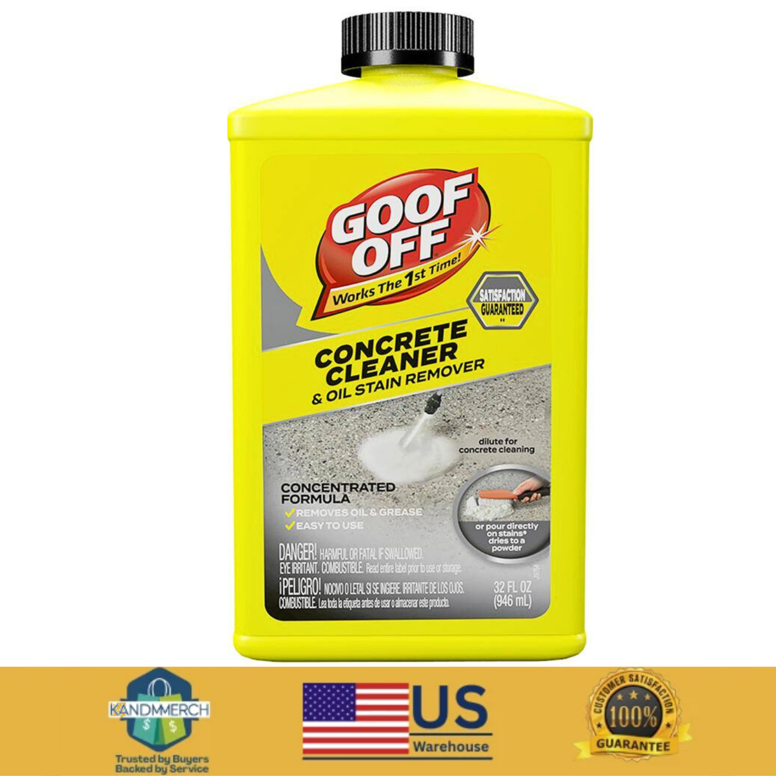 Goof Off 32 Oz. Concrete Cleaner and Oil Stain Remover New