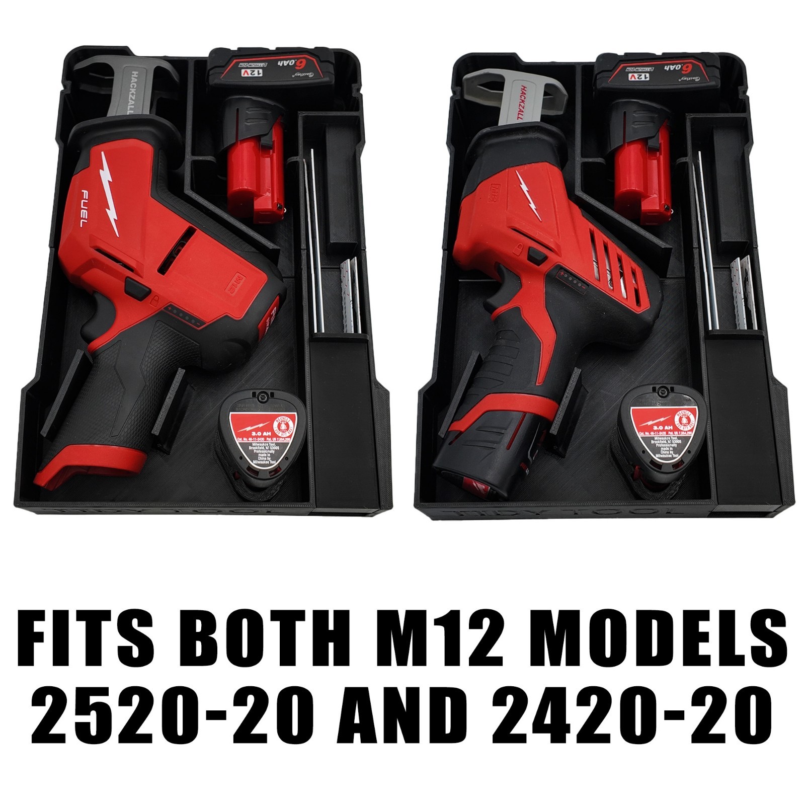 M12 Hackzall Organizer for Milwaukee Compact Packout insert 2520 and 2540