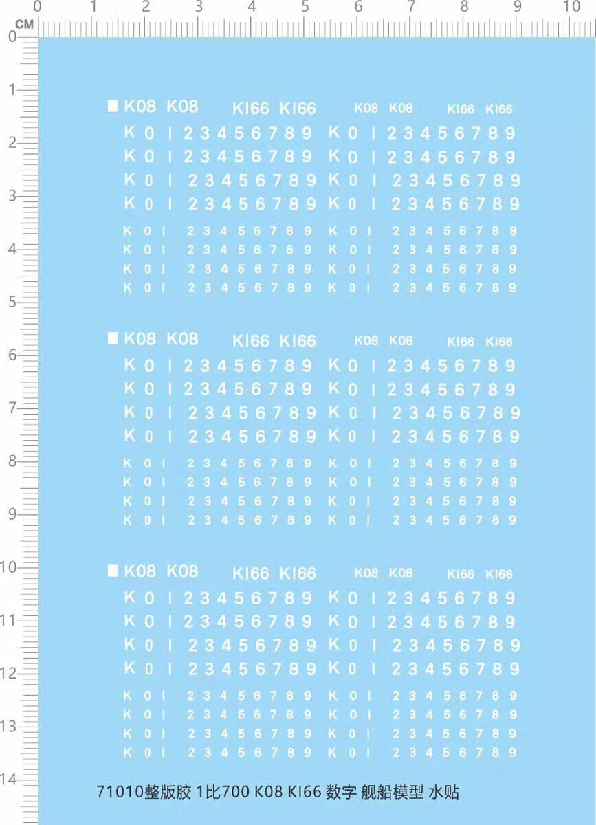 1/700 Navy Hull Number K08 K166 Numerical Markings Model Water Slide Decal White