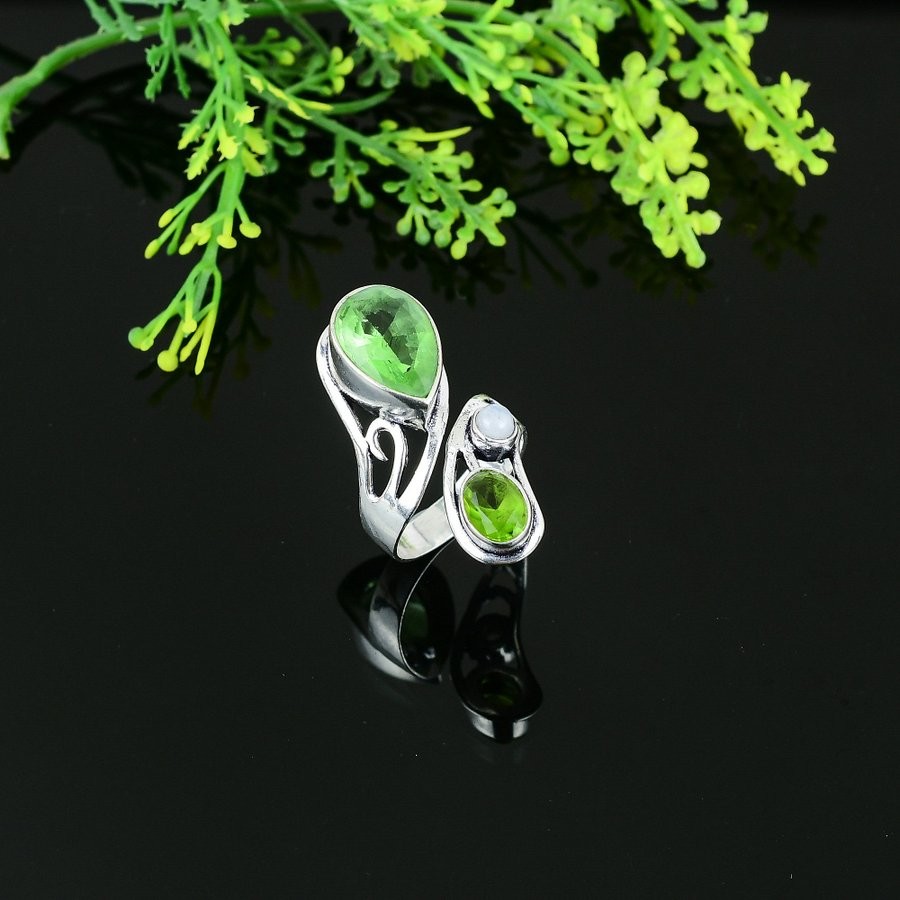 Natural Peridot Gemstone Handmade 925 Sterling Silver Gift Ring Size 6 Gift s068