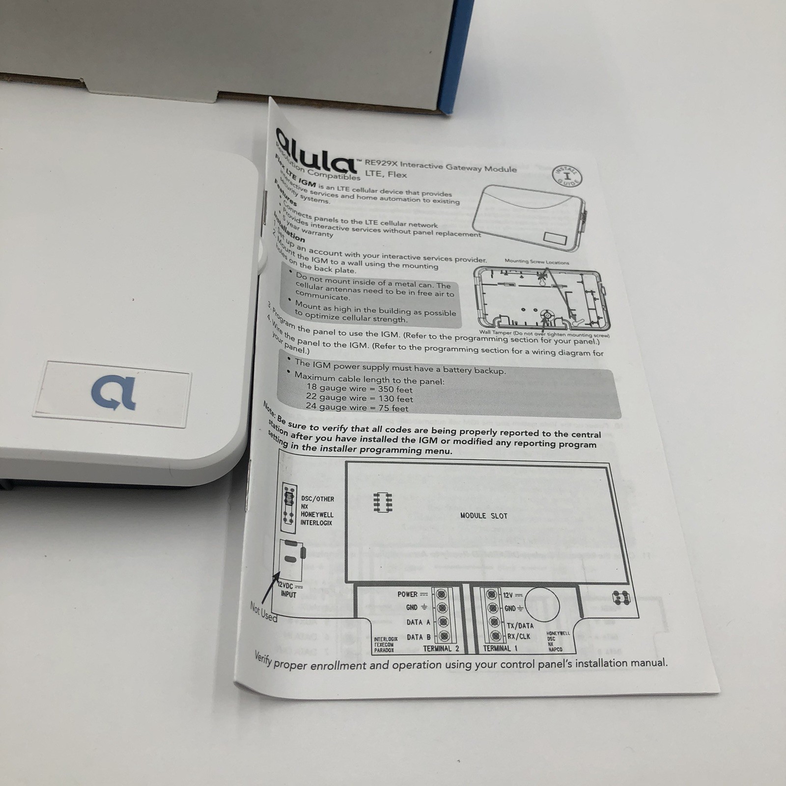 Alula Interactive Gateway Module RE929X-00-01 LTE VZ, Flex, SN Gateway Module