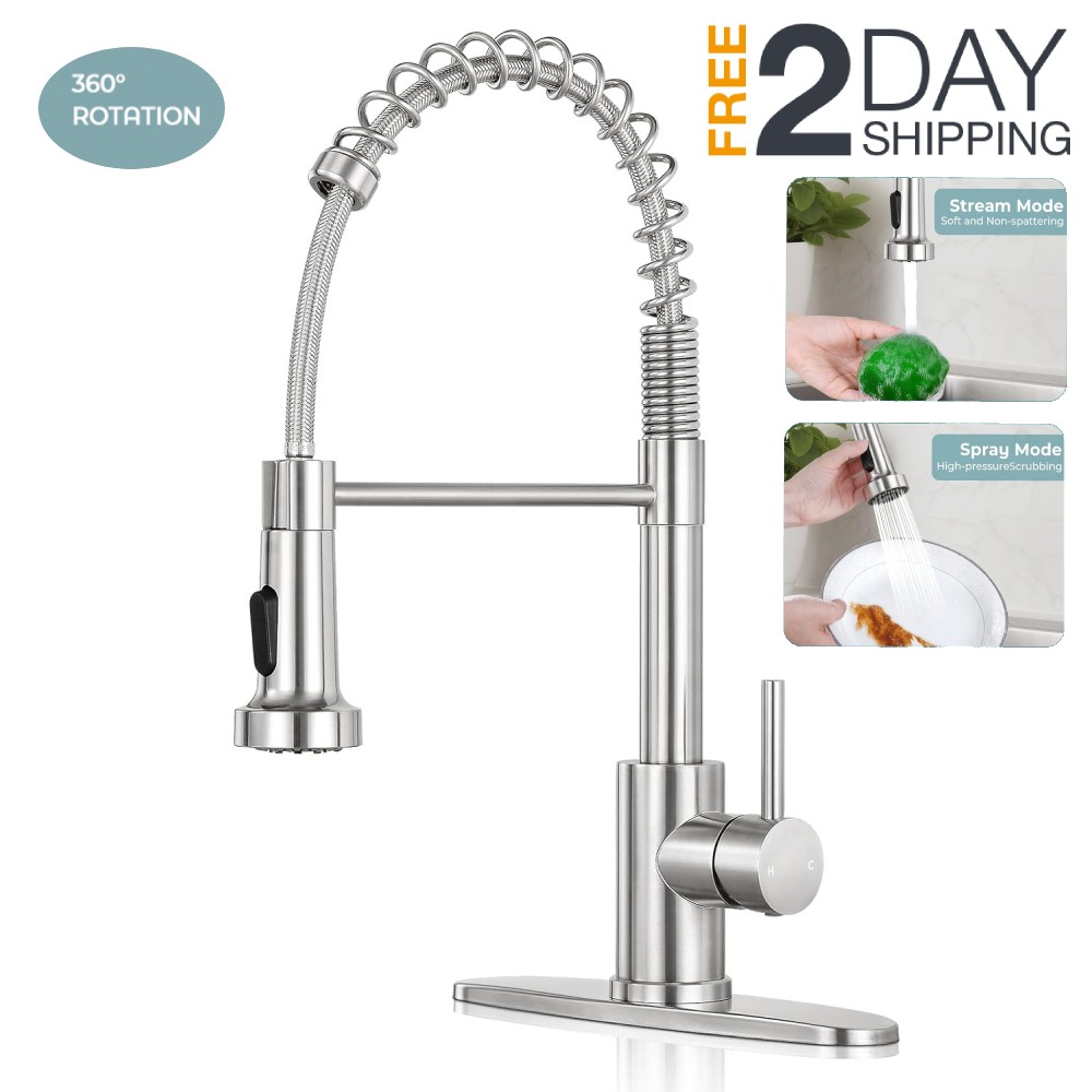 Grifo De Cocina Moderno Con Rociador Extraíble Acero inoxidable Para Fregadero