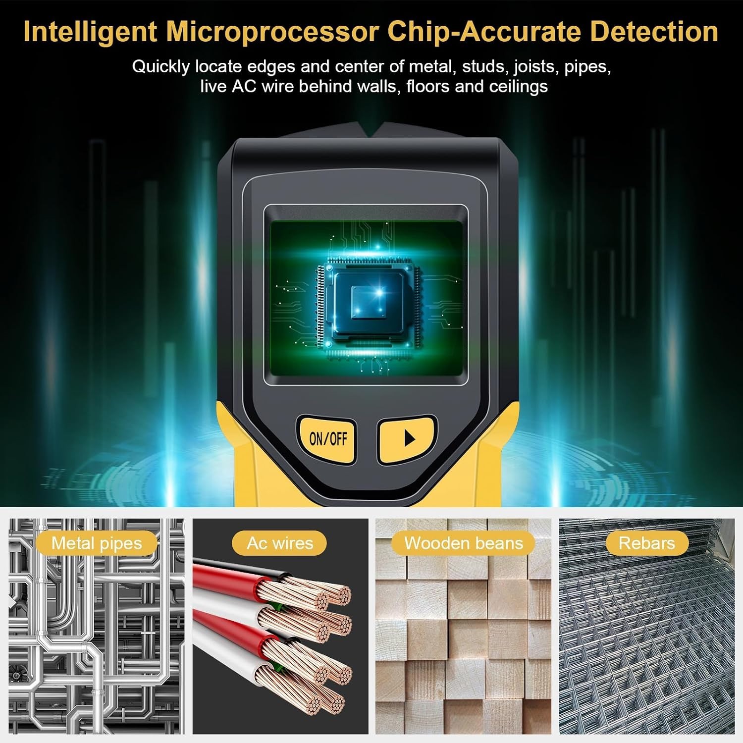 Stud Finder Wall Scanner - 5 in 1 Stud Finder Tool w/Microprocessor Chip and ...