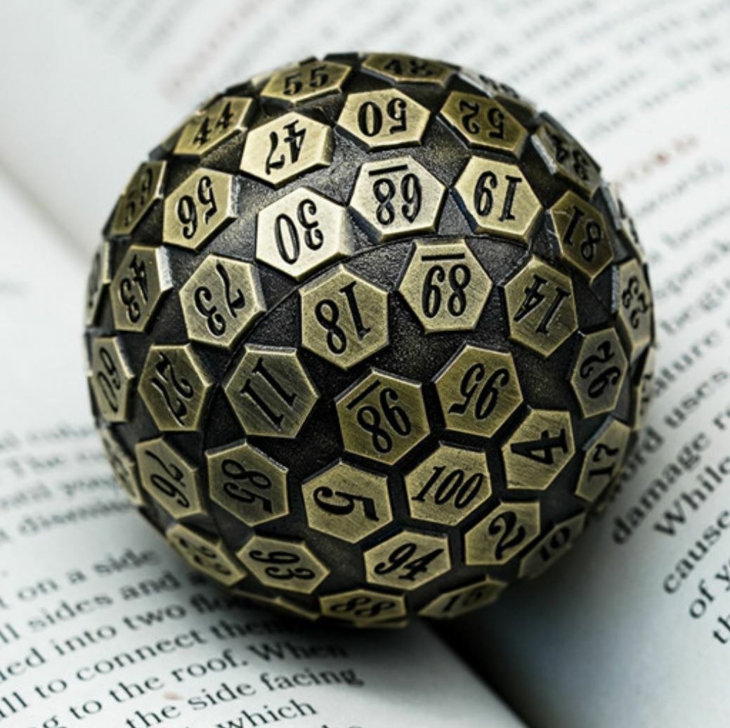 Electrum Solid Metal d100 Poly RPG DnD Dungeons Dragons Pathfinder d20 AD&D B