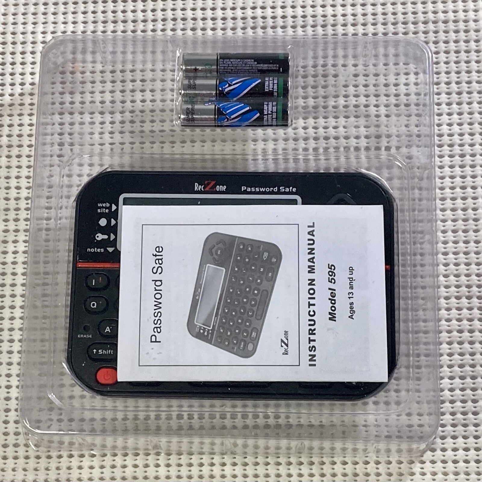 RecZone Password Safe Model 595 w Backlit LCD Built-In Memory Storage Works