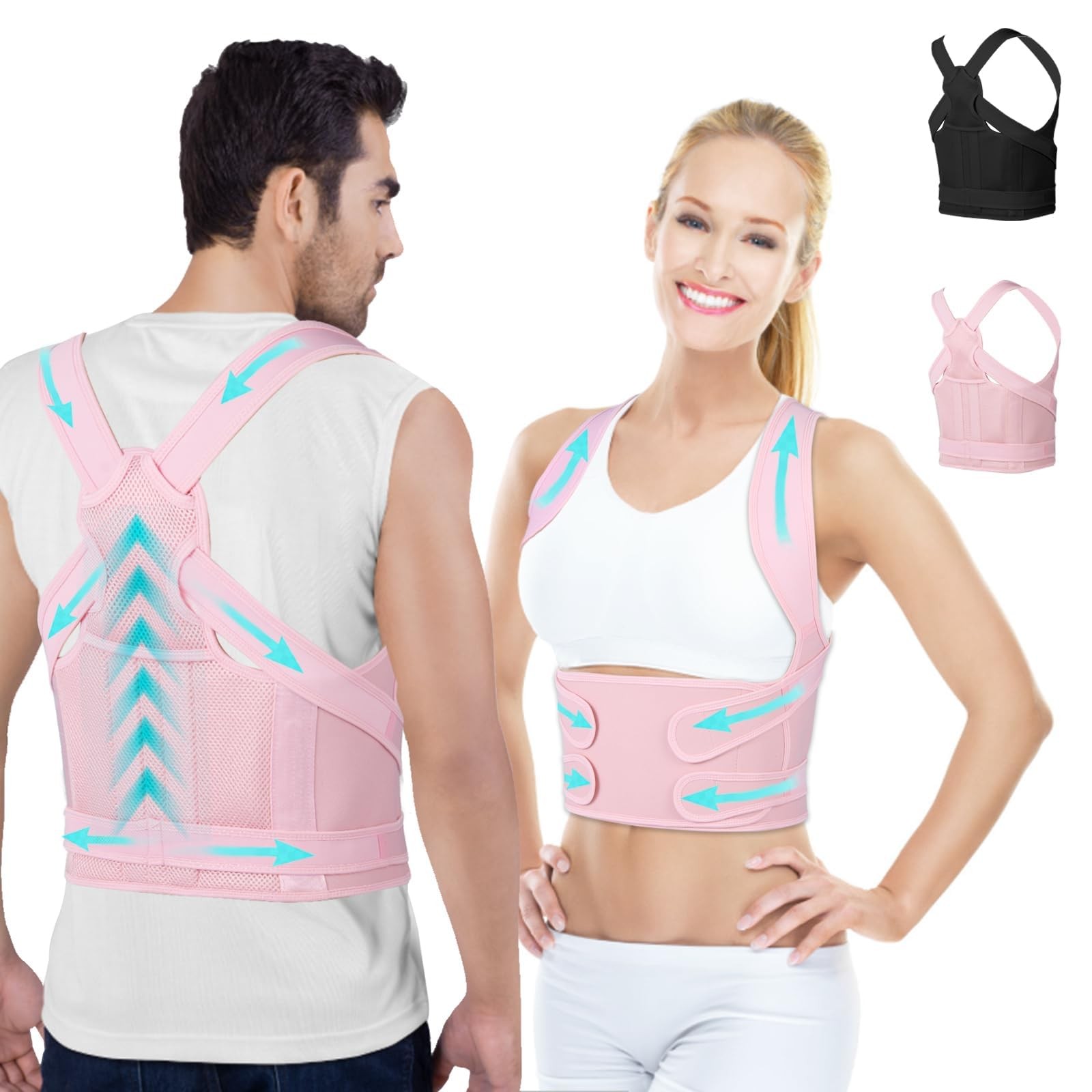 Posture Corrector for Women and Men,4 In 1 Adjustable Full Back Brace,Posture...