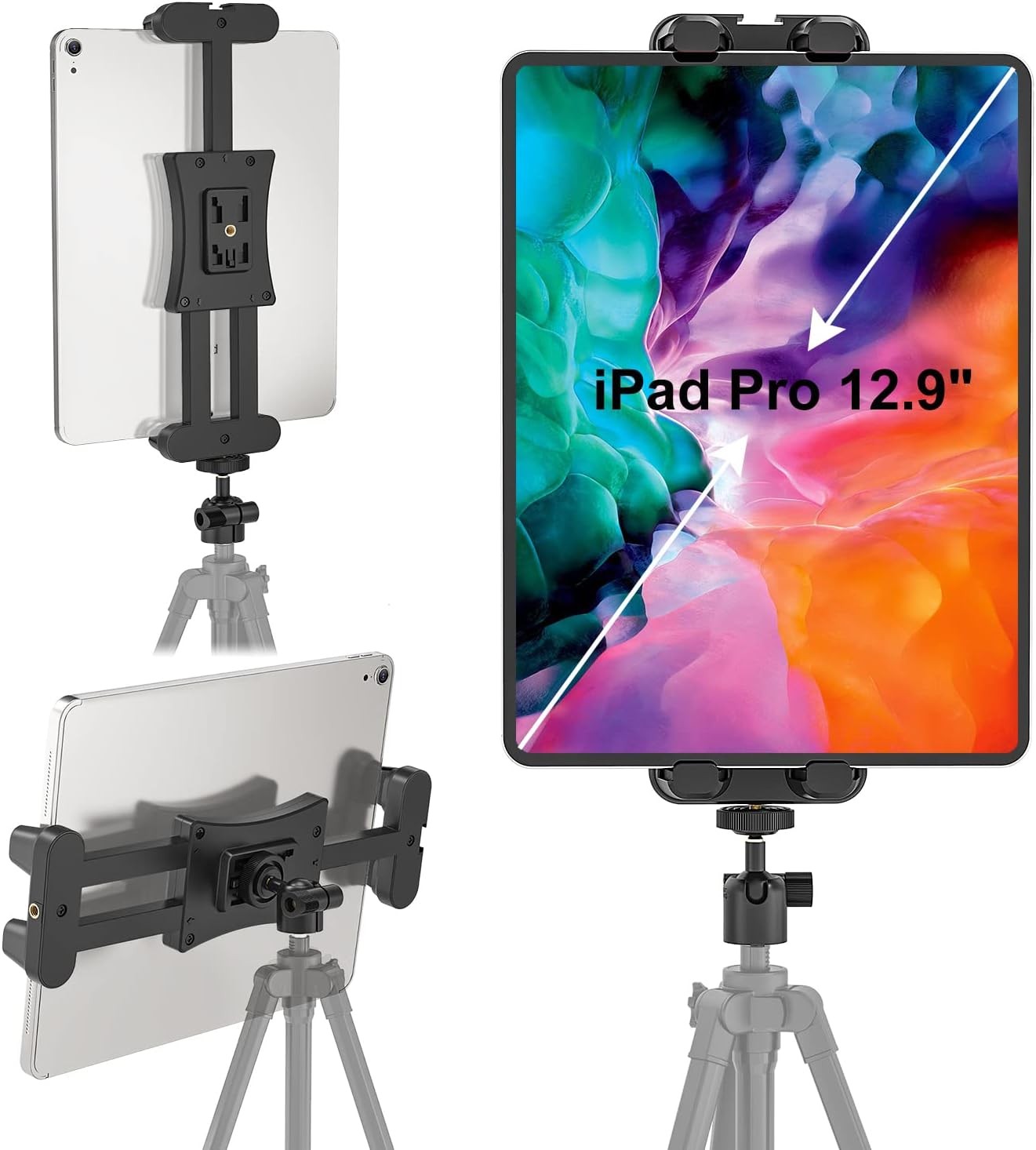 Cenawin Tablet Tripod Mount Adapter with Ball Head, Holder for 4.7-12.9 Inch