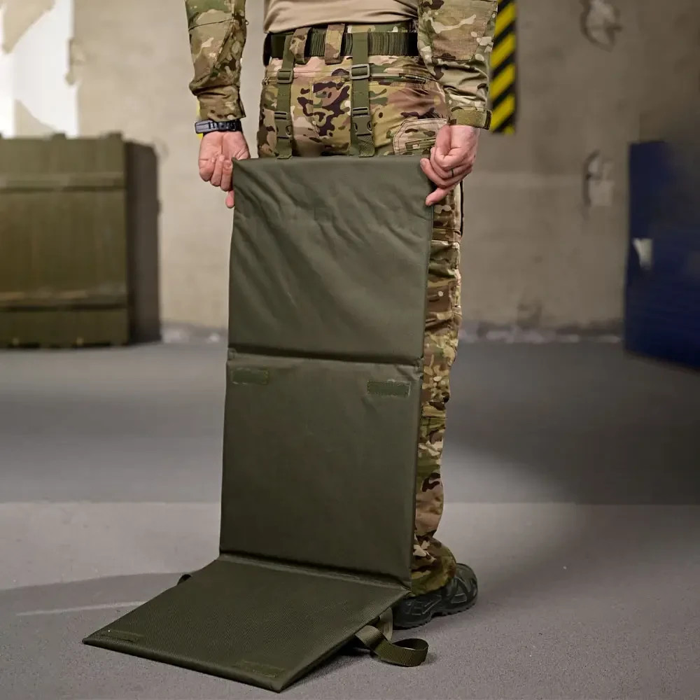 Folding three-section seat pad with Molle fastening, olive, 105x40x2 cm💛💙