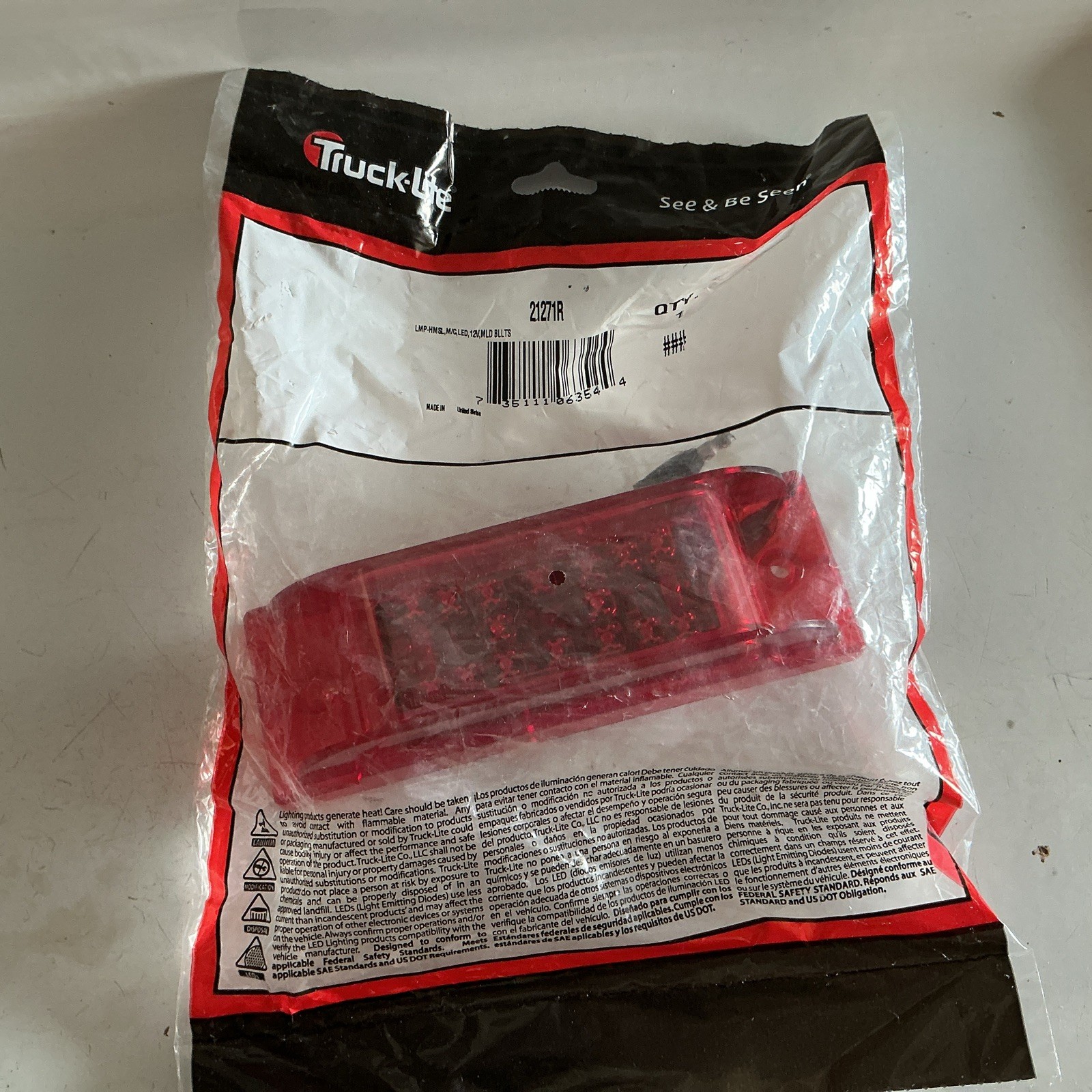 NEW TRUCK-LITE 21271R 2.03" 21-Series Rectangular 8-LED Marker Light - RED