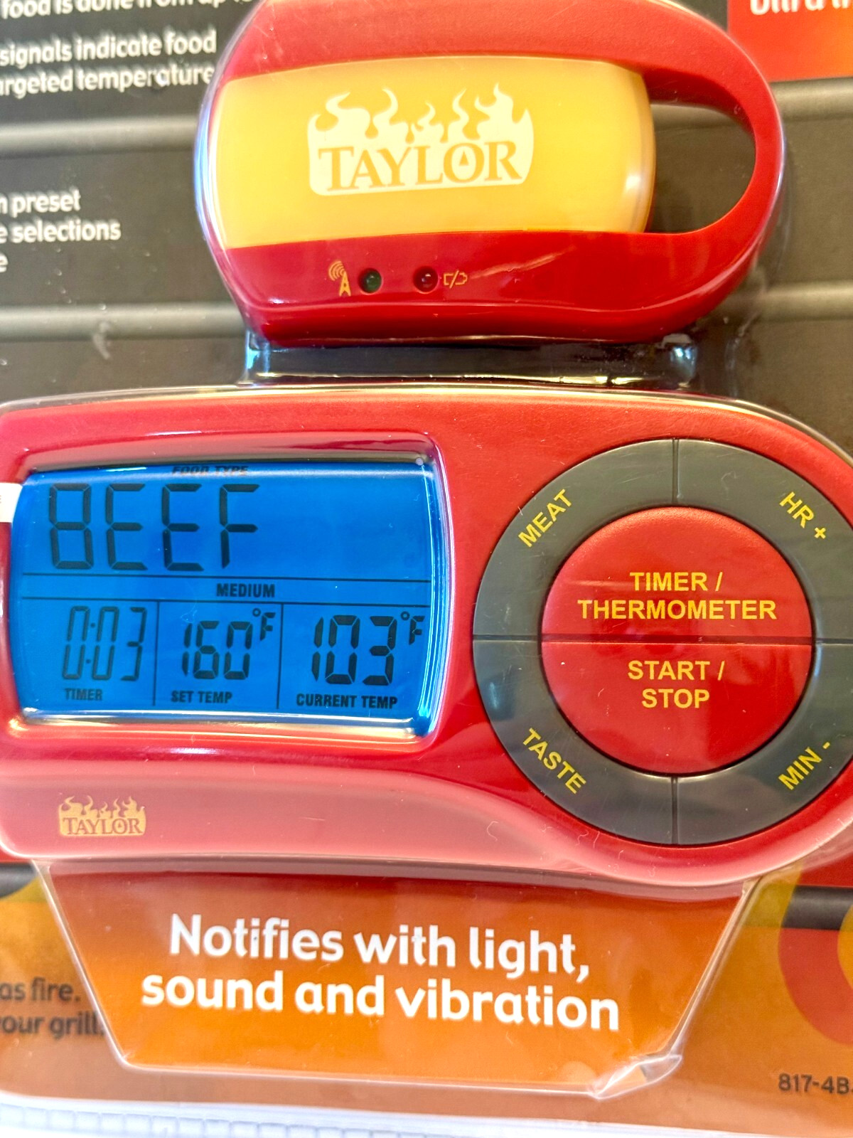 Taylor Weekend Warrior Wireless Grilling Thermometer W/Remote Pager-Timer-NEW!