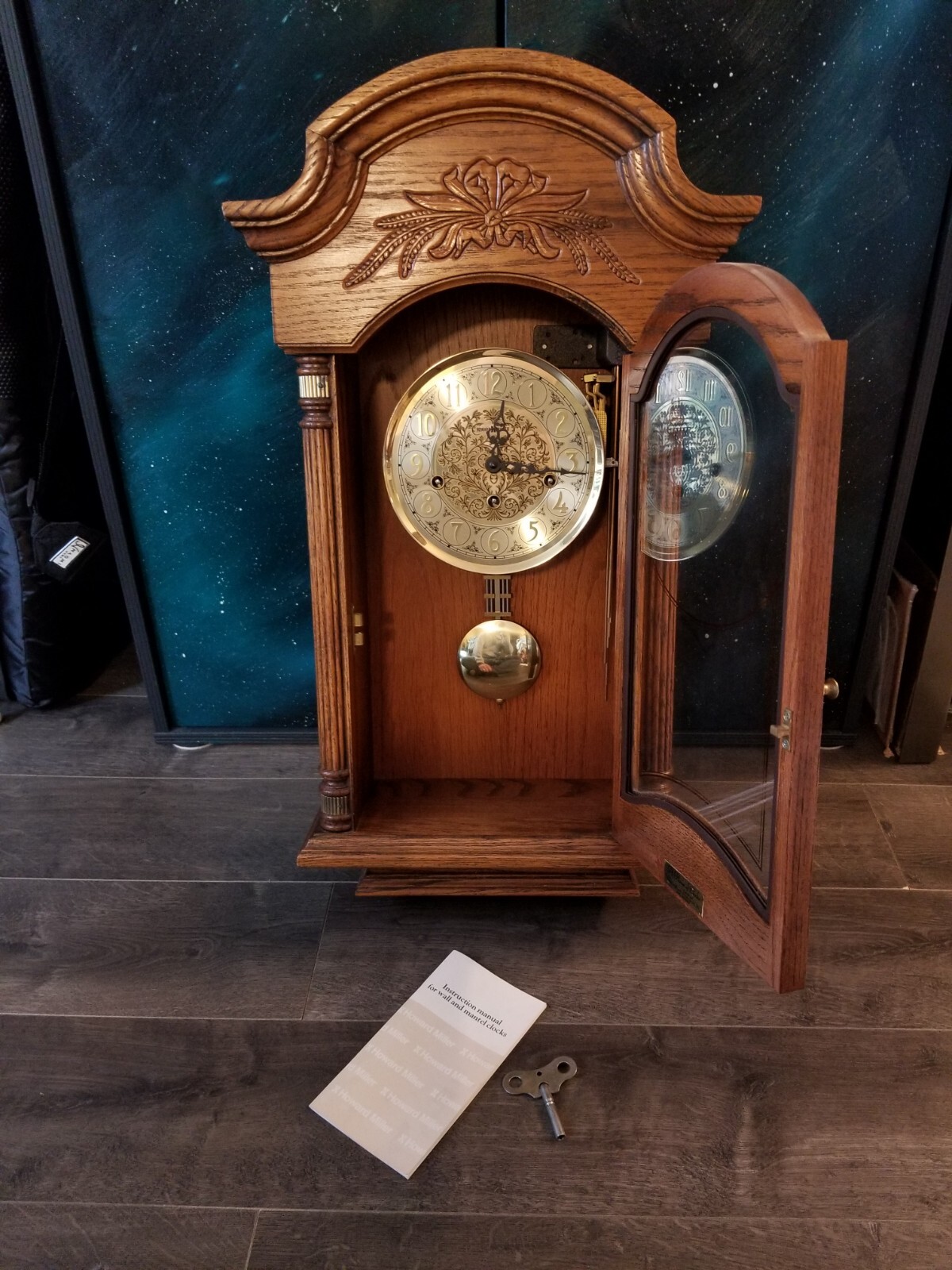 Vtg 90 Howard Miller Wood Wall Pendelum Clock 613300 Bell Chime 1051-030 613-300