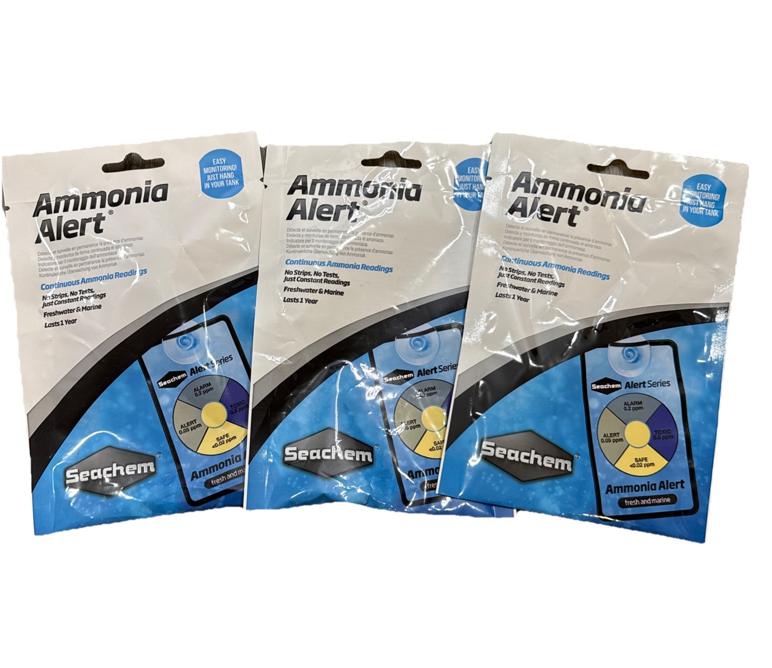 Seachem Ammonia Alert Fresh and Marine Each tests Lasts ONE YEAR Lot Of 3