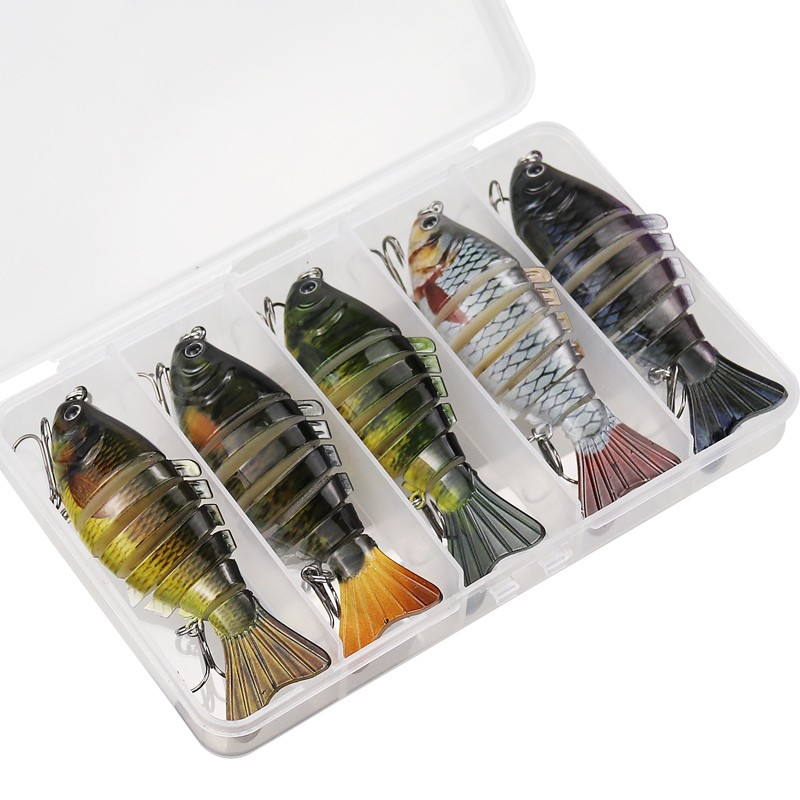 3/5Pcs Lifelike Swimbait Crankbait Fishing Lures Lot Tackle Box Multi Jointed