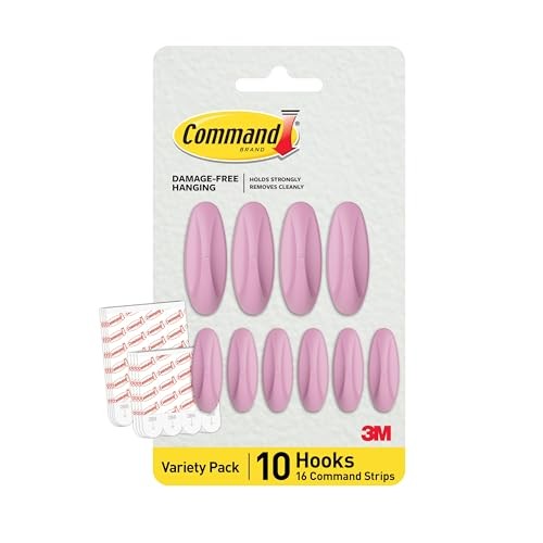 Command Mixed Designer Hook Pack, 10 Hooks, 16 Strips | Command Lilac Lemonade
