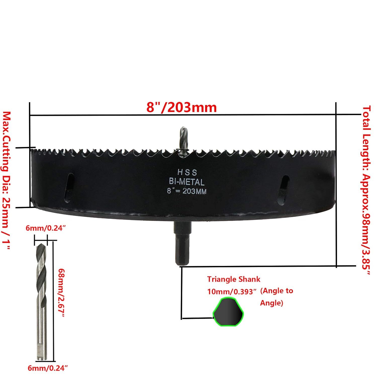8 Inch Hole Saw Bi-metal Drill Bit With Sharp Teeth And Spring Loaded Design