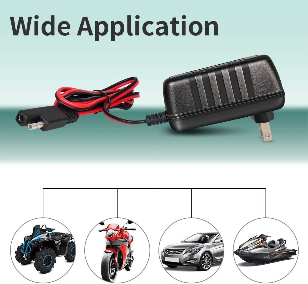 12V / 6V Battery Trickle Charger Maintainer, 1.5A Automatic Smart Float Black