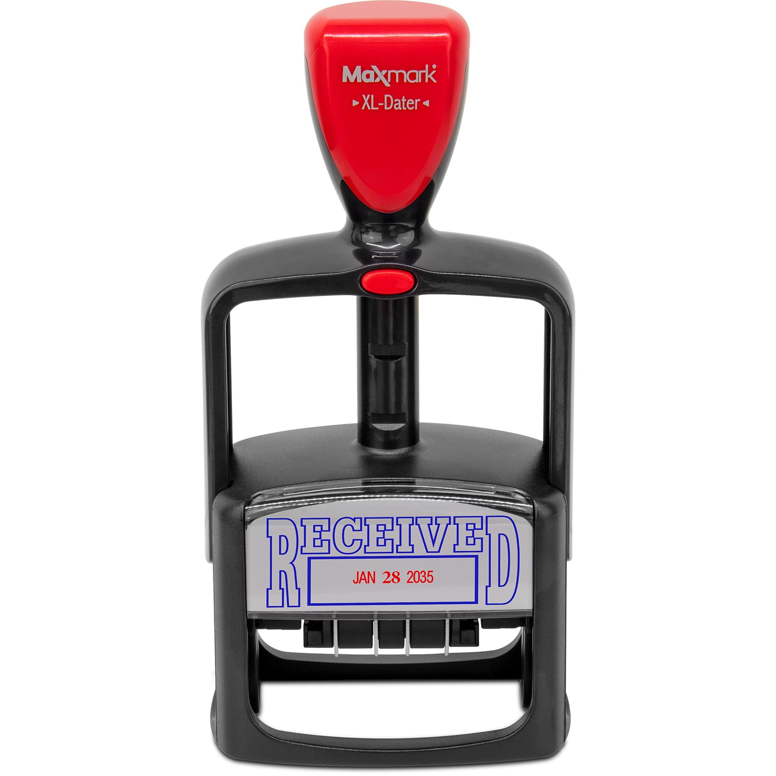 MaxMark Heavy Duty Style 3 Date Stamp Paid Self Inking Red Ink Office